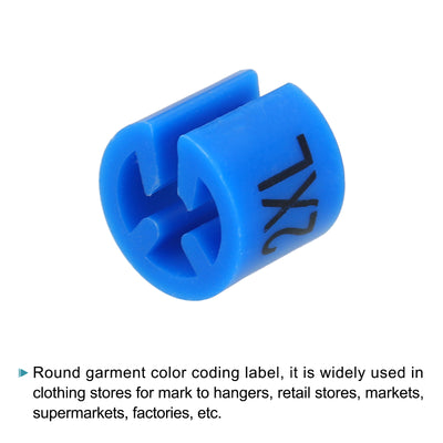 Harfington Clothes Hanger Marker 2XL Size Tag Blue Fit 3.5mm Rod for Garment Clothing Color Coding, Pack of 150