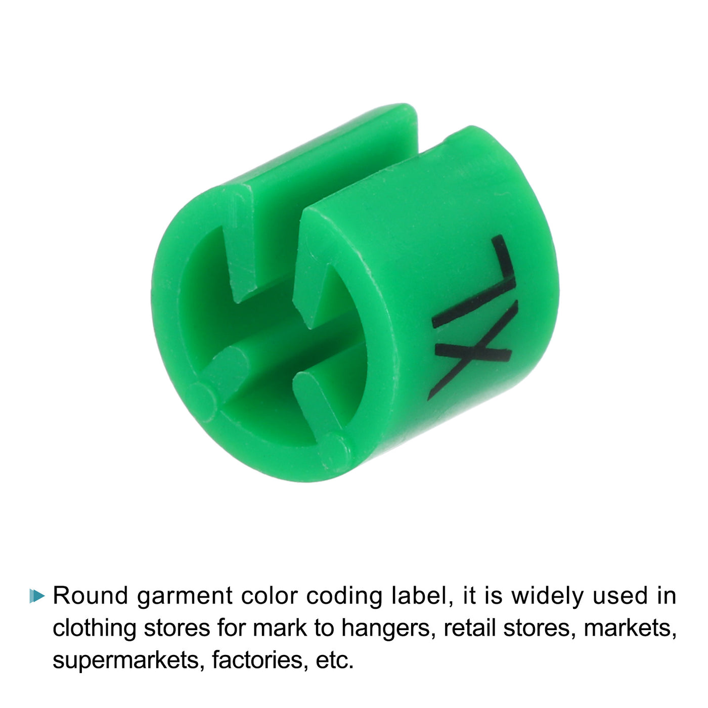 Harfington Clothes Hanger Marker XL Size Tag Green Fit 3.5mm Rod for Garment Clothing Color Coding, Pack of 150