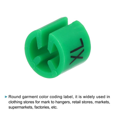 Harfington Clothes Hanger Marker XL Size Tag Green Fit 3.5mm Rod for Garment Clothing Color Coding, Pack of 150