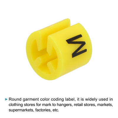 Harfington Clothes Hanger Marker M Size Tag Yellow Fit 3.5mm Rod for Garment Clothing Color Coding, Pack of 150