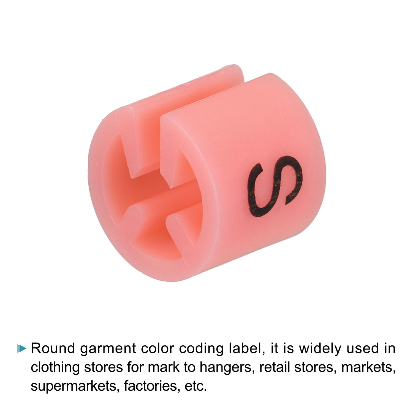 Harfington Clothes Hanger Marker S Size Tag Pink Fit 3.5mm Rod for Garment Clothing Color Coding, Pack of 150