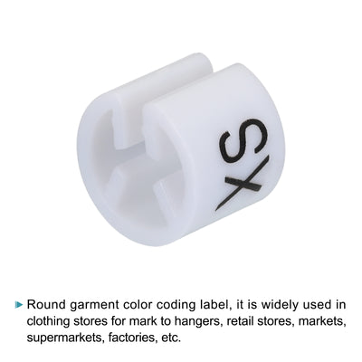Harfington Clothes Hanger Marker XS Size Tag White Fit 3.5mm Rod for Garment Clothing Color Coding, Pack of 150