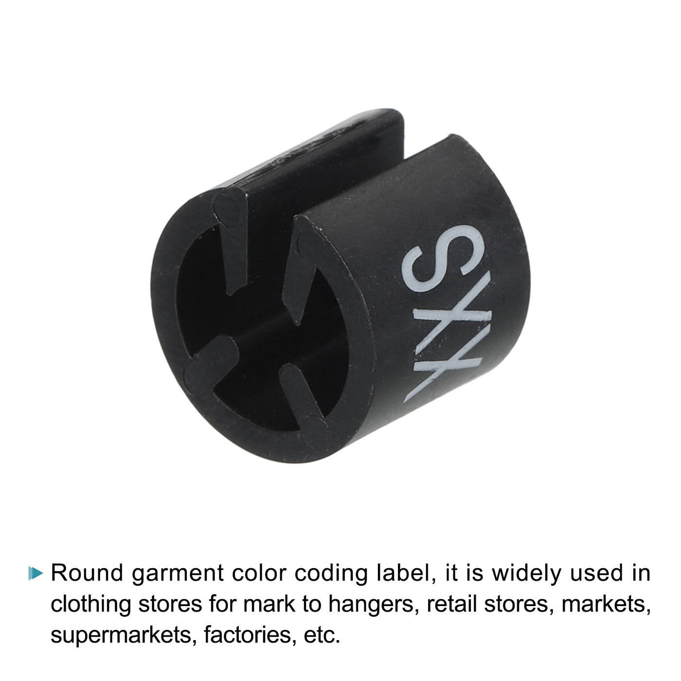 Harfington Clothes Hanger Marker XXS Size Tag Black Fit 3.5mm Rod for Garment Clothing Color Coding, Pack of 150