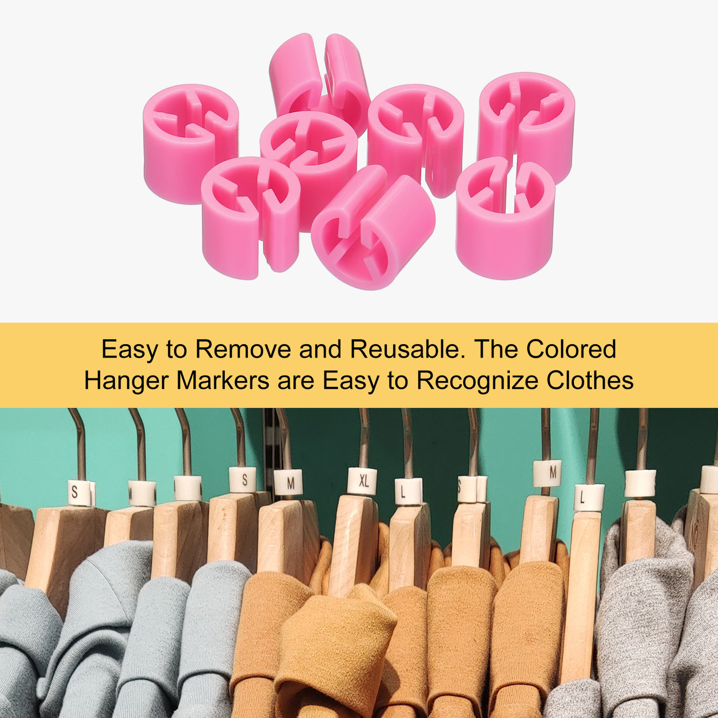 Harfington Clothes Hanger Markers Blank Tags Fit 3.5mm Rod for Garment Color Coding Pink, Pack of 300