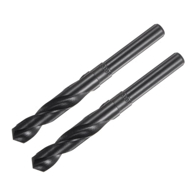 uxcell Uxcell 2pcs 15.5mm Black Oxide High Speed Steel HSS 9341 1/2" Reduced Shank Drill Bits