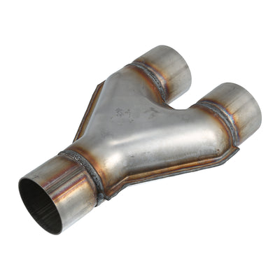 Harfington Uxcell Universal Y-shaped Exhaust Pipe 2.5 Inch Inner 2.5 Inch Outer 10 Inch Length Stainless Steel Silver Tone
