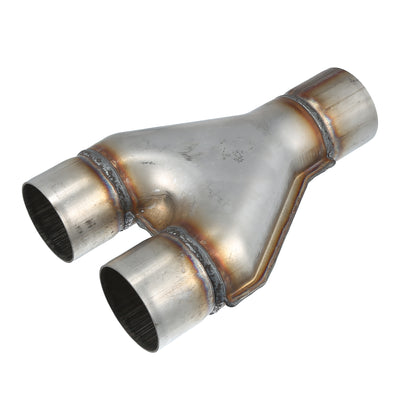 Harfington Uxcell Universal Y-shaped Exhaust Pipe 2.5 Inch Inner 2.5 Inch Outer 10 Inch Length Stainless Steel Silver Tone