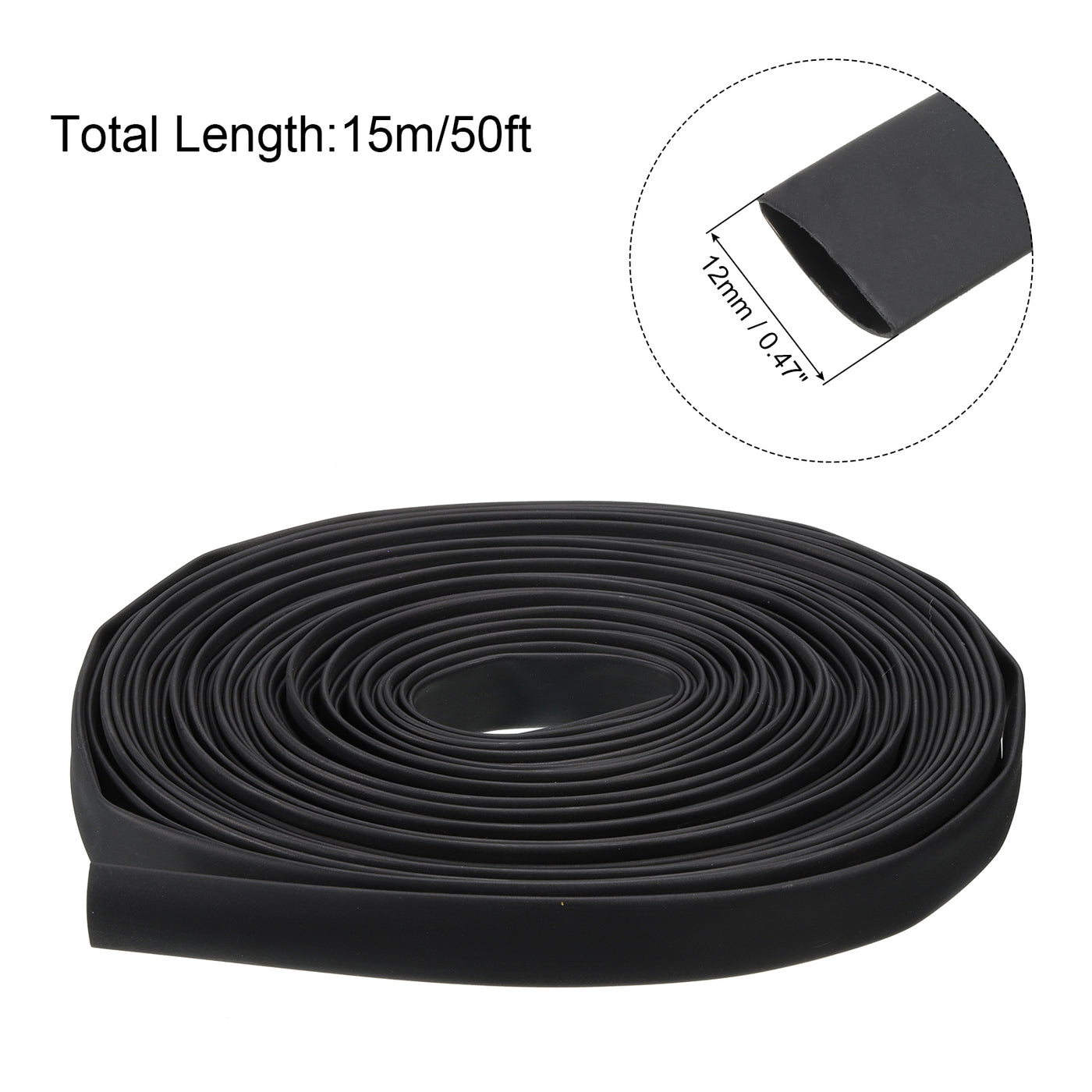 Harfington 1/2"(12mm) Dia 50ft Heat Shrink Tubing 4:1 Dual Wall Adhesive Lined Marine Waterproof Shrink Tube for Industrial Electrical Cable Wire Wrap