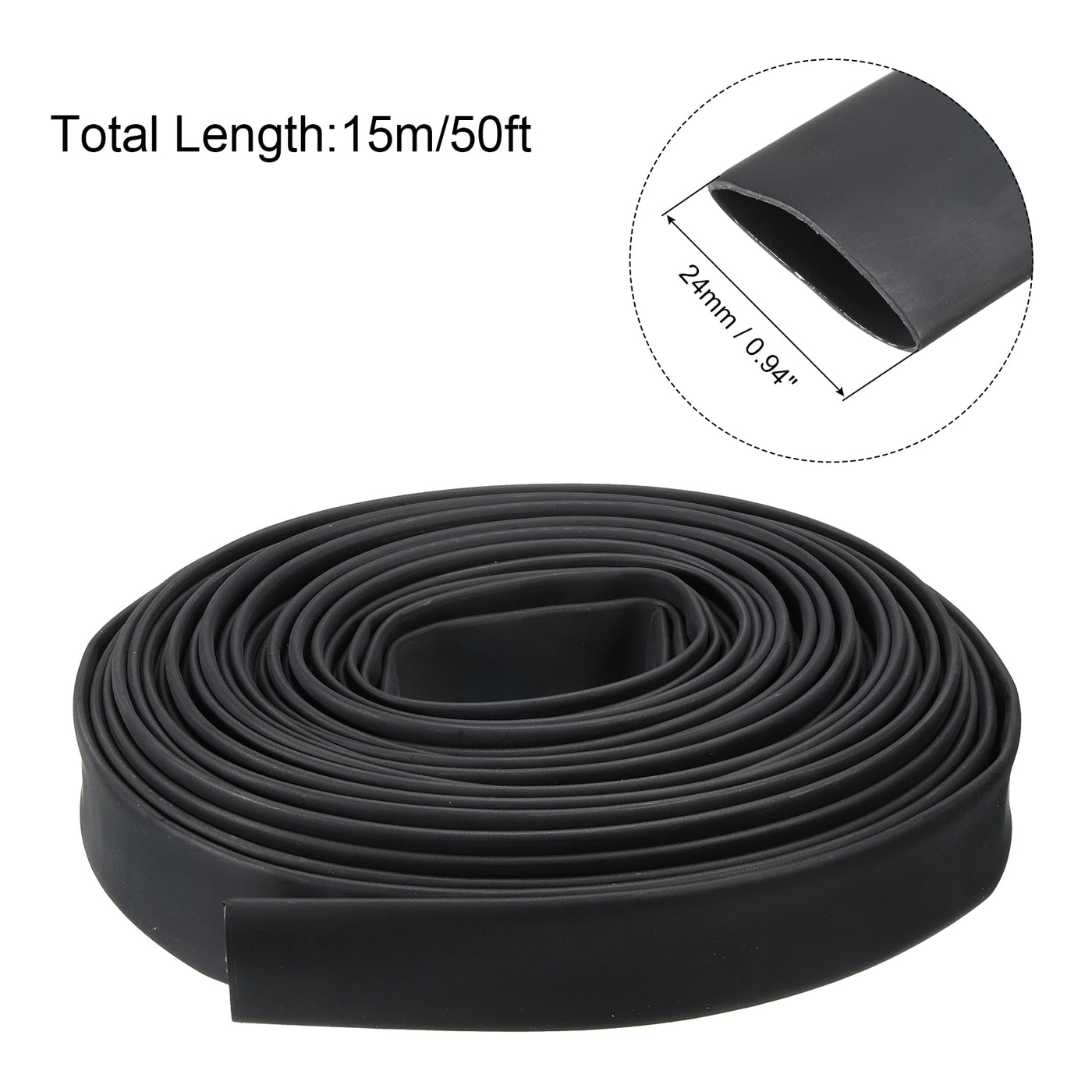 Harfington 24mm Dia 50ft Heat Shrink Tubing 4:1 Dual Wall Adhesive Lined Marine Waterproof Shrink Tube for Industrial Electrical Cable Wire Wrap
