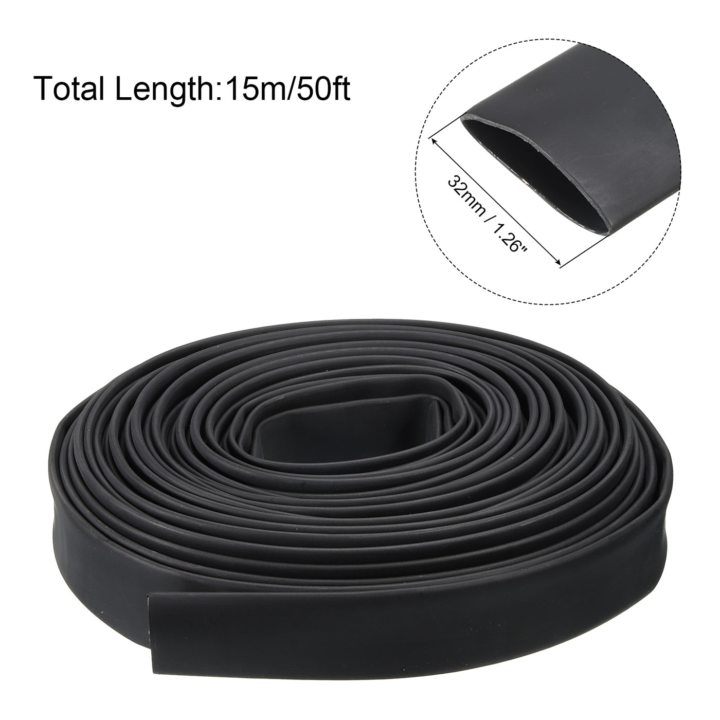 Harfington 1-1/4"(32mm) Dia 50ft Heat Shrink Tubing 4:1 Dual Wall Adhesive Lined Marine Waterproof Shrink Tube for Industrial Electrical Cable Wire Wrap
