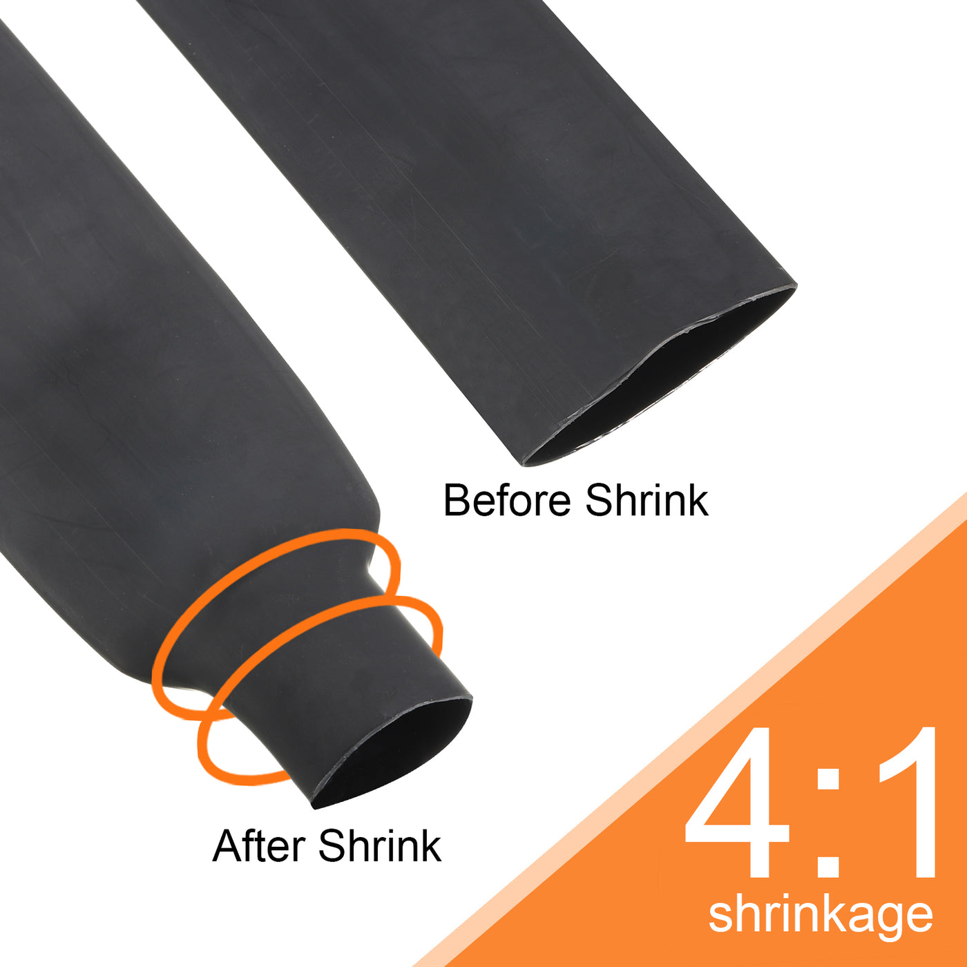 Harfington 36mm Dia 16ft Heat Shrink Tubing 4:1 Dual Wall Adhesive Lined Marine Waterproof Shrink Tube for Industrial Electrical Cable Wire Wrap