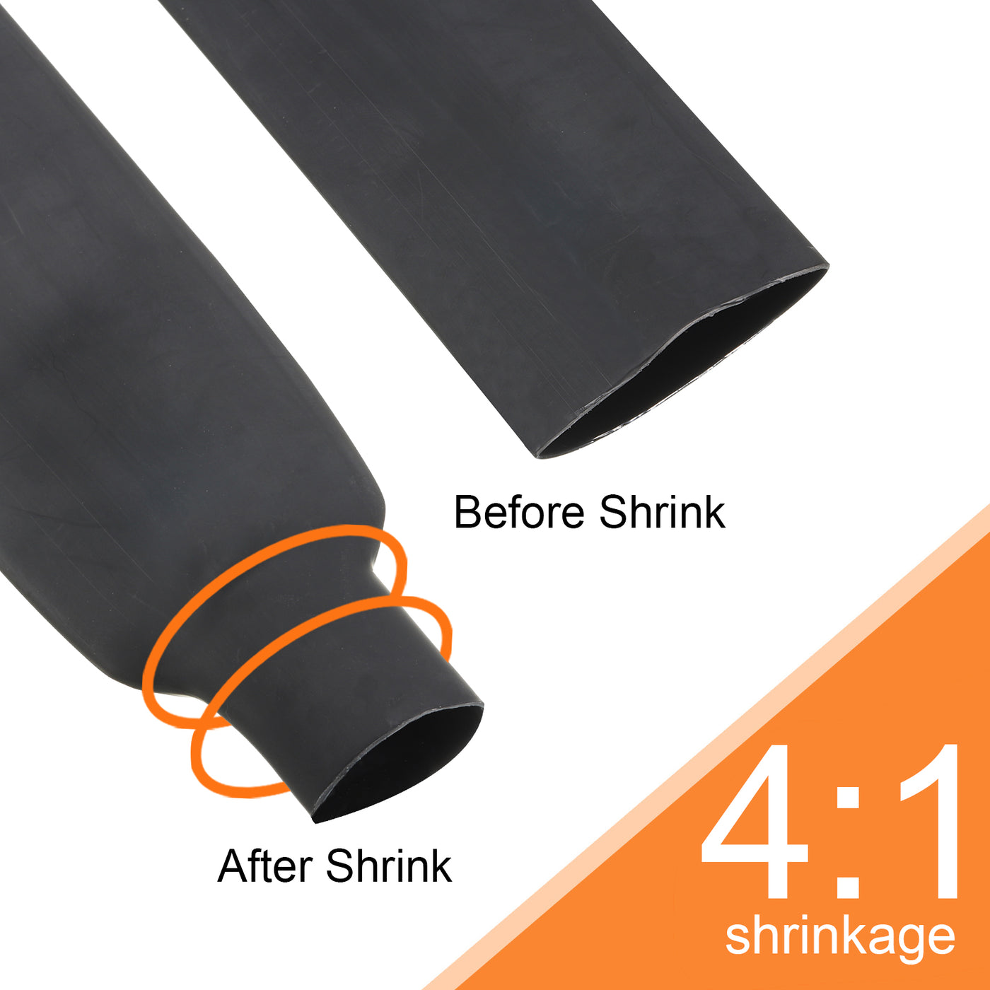Harfington 40mm Dia 16ft Heat Shrink Tubing 4:1 Dual Wall Adhesive Lined Marine Waterproof Shrink Tube for Industrial Electrical Cable Wire Wrap