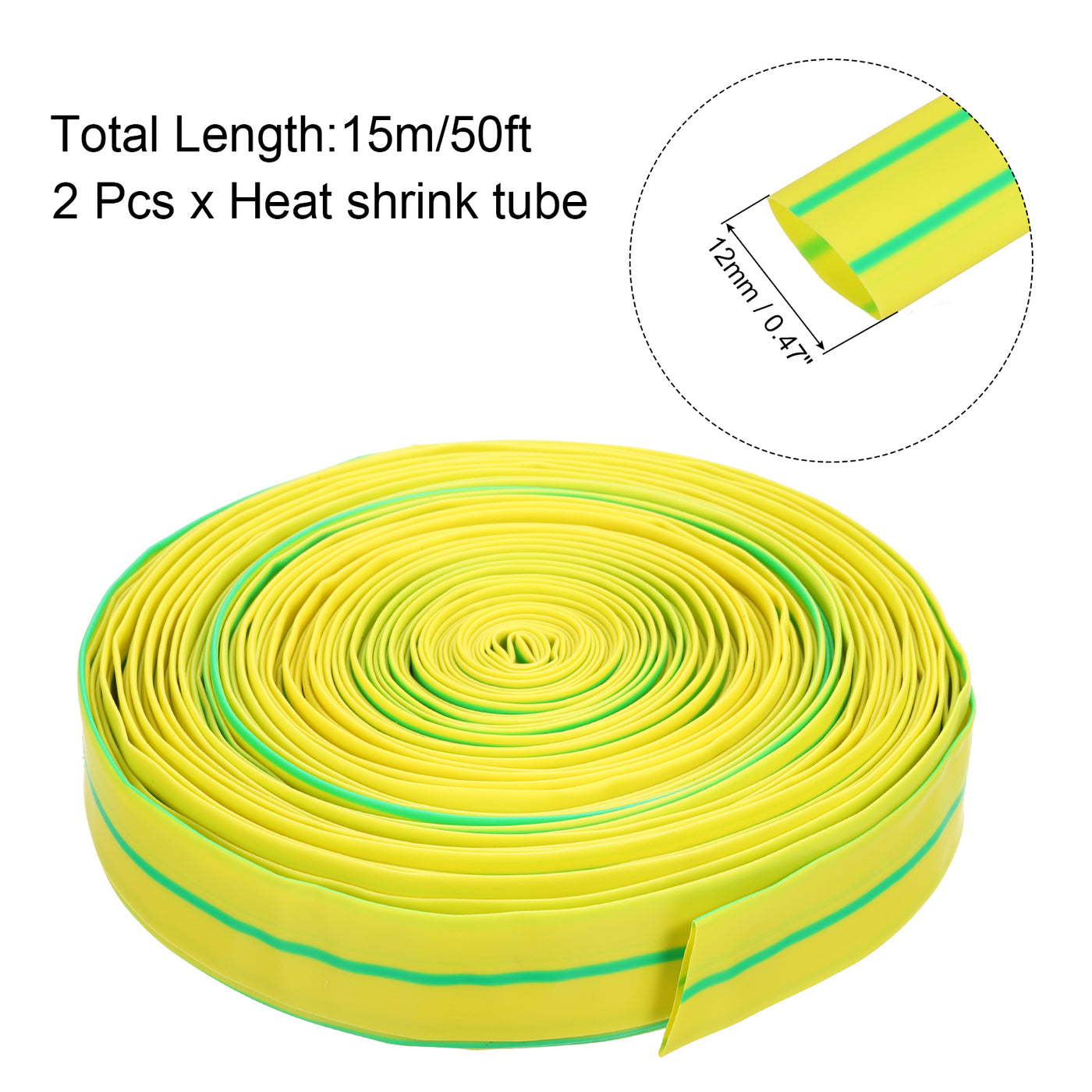 Harfington 2pcs 1/2"(12mm) Dia 50ft Heat Shrink Tubing 2:1 Electric Insulation Wire Shrink Wrap Tubing for Industrial Electrical Cable Wire