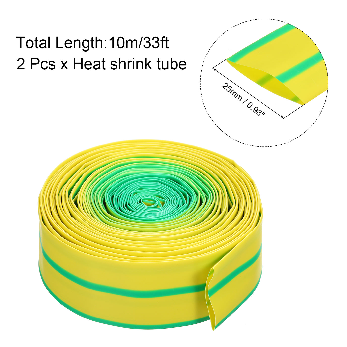 Harfington 2pcs 1"(25mm) Dia 33ft Heat Shrink Tubing 2:1 Electric Insulation Wire Shrink Wrap Tubing for Industrial Electrical Cable Wire
