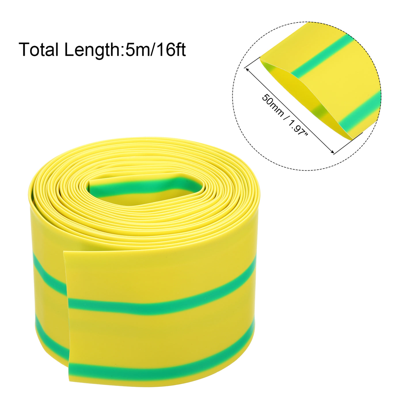 Harfington 2"(50mm) Dia 16ft Heat Shrink Tubing 2:1 Electric Insulation Wire Shrink Wrap Tubing for Industrial Electrical Cable Wire