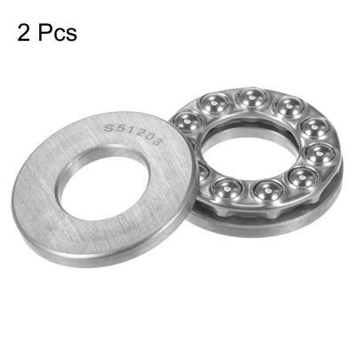 Harfington Uxcell S51203 Thrust Ball Bearing 17x35x12mm Stainless Steel with Washers 2pcs