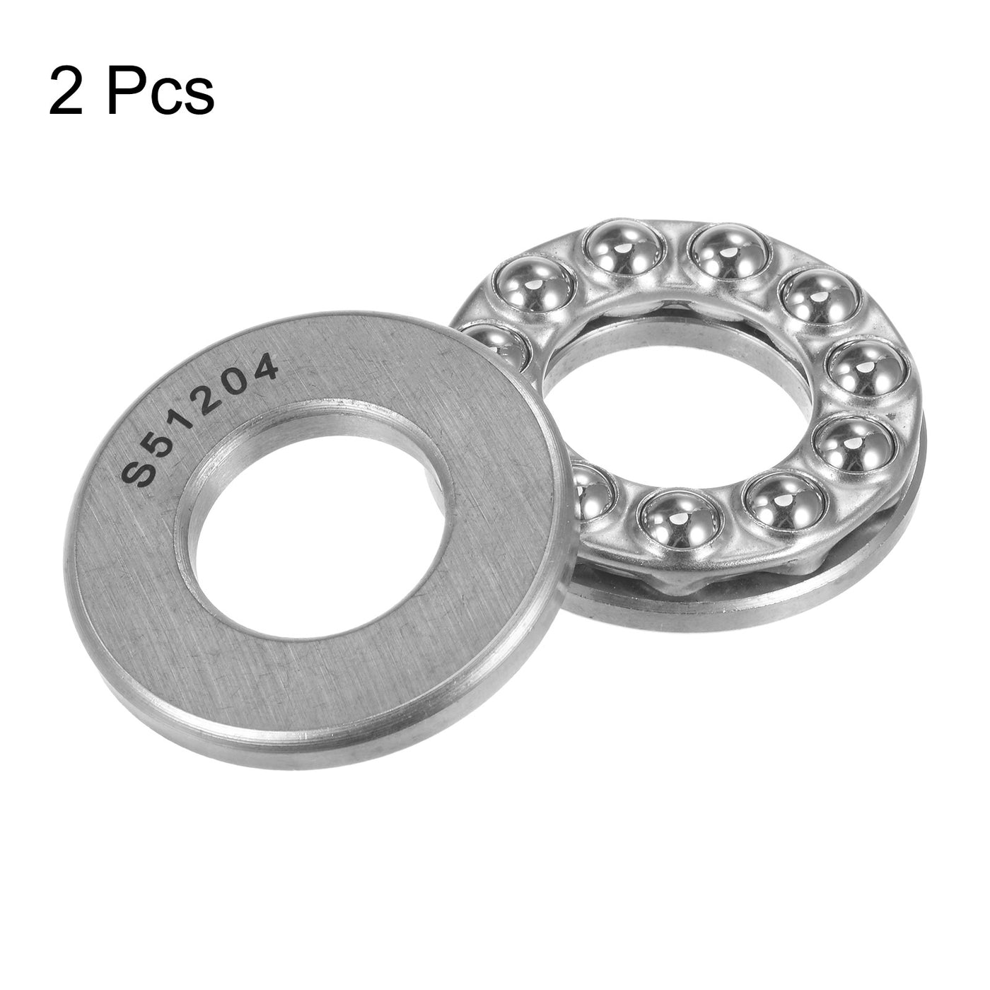 uxcell Uxcell S51204 Thrust Ball Bearing 20x40x14mm Stainless Steel with Washers 2pcs