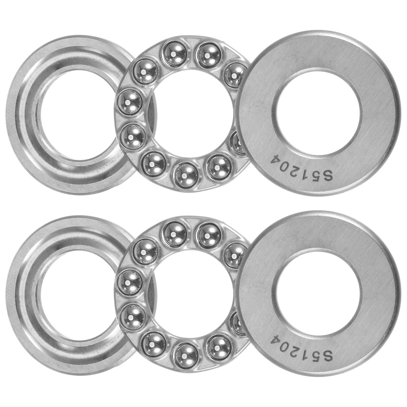 uxcell Uxcell S51204 Thrust Ball Bearing 20x40x14mm Stainless Steel with Washers 2pcs