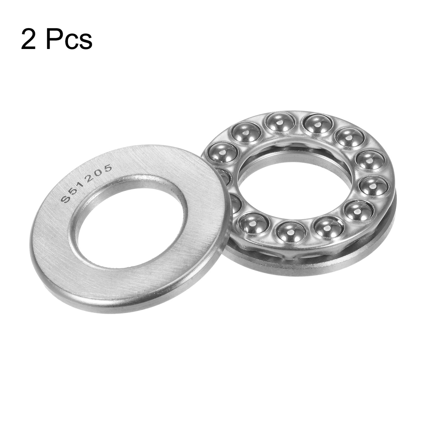 uxcell Uxcell S51205 Thrust Ball Bearing 25x47x15mm Stainless Steel with Washers 2pcs