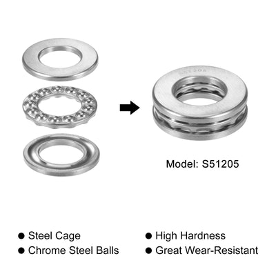 Harfington Uxcell S51205 Thrust Ball Bearing 25x47x15mm Stainless Steel with Washers 2pcs