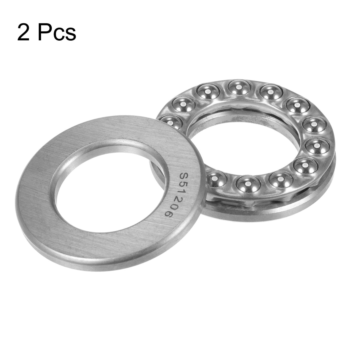 uxcell Uxcell S51206 Thrust Ball Bearing 30x52x16mm Stainless Steel with Washers 2pcs