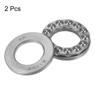 Harfington Uxcell 51103 Thrust Ball Bearing 17x30x9mm High Carbon Steel with Washers 2pcs