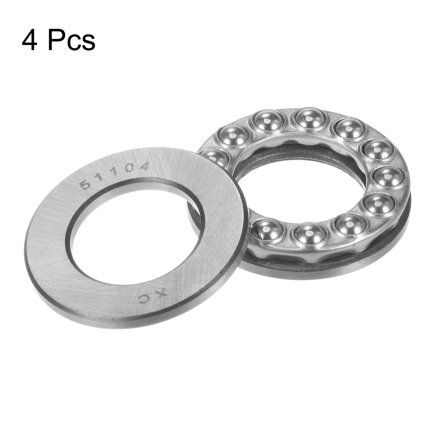 uxcell Uxcell 51104 Thrust Ball Bearing 20x35x10mm High Carbon Steel with Washers 4pcs
