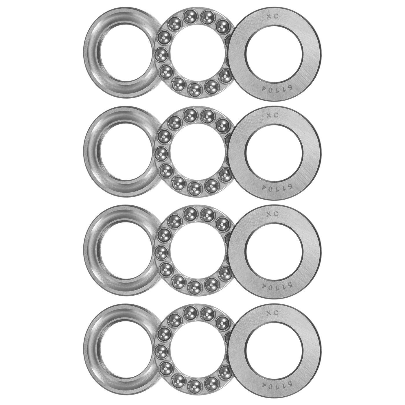 uxcell Uxcell 51104 Thrust Ball Bearing 20x35x10mm High Carbon Steel with Washers 4pcs