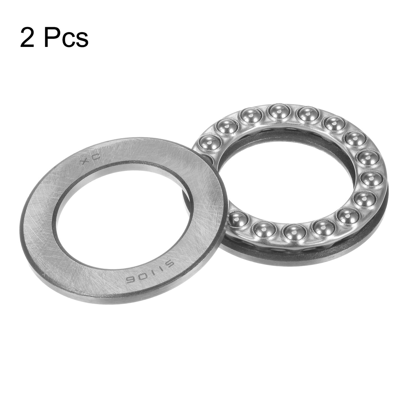uxcell Uxcell 51106 Thrust Ball Bearing 30x47x11mm High Carbon Steel with Washers 2pcs