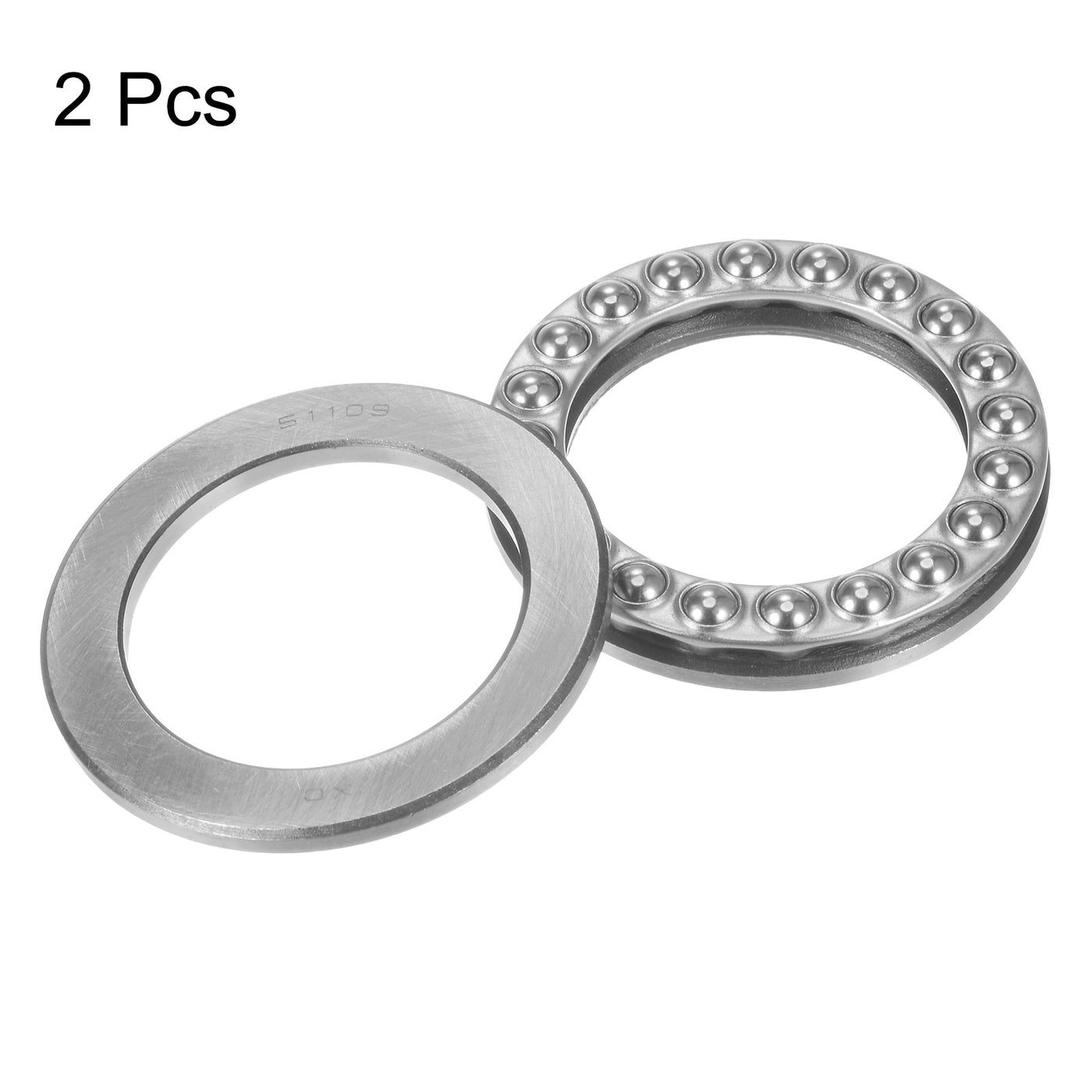 uxcell Uxcell 51109 Thrust Ball Bearing 45x65x14mm High Carbon Steel with Washers 2pcs