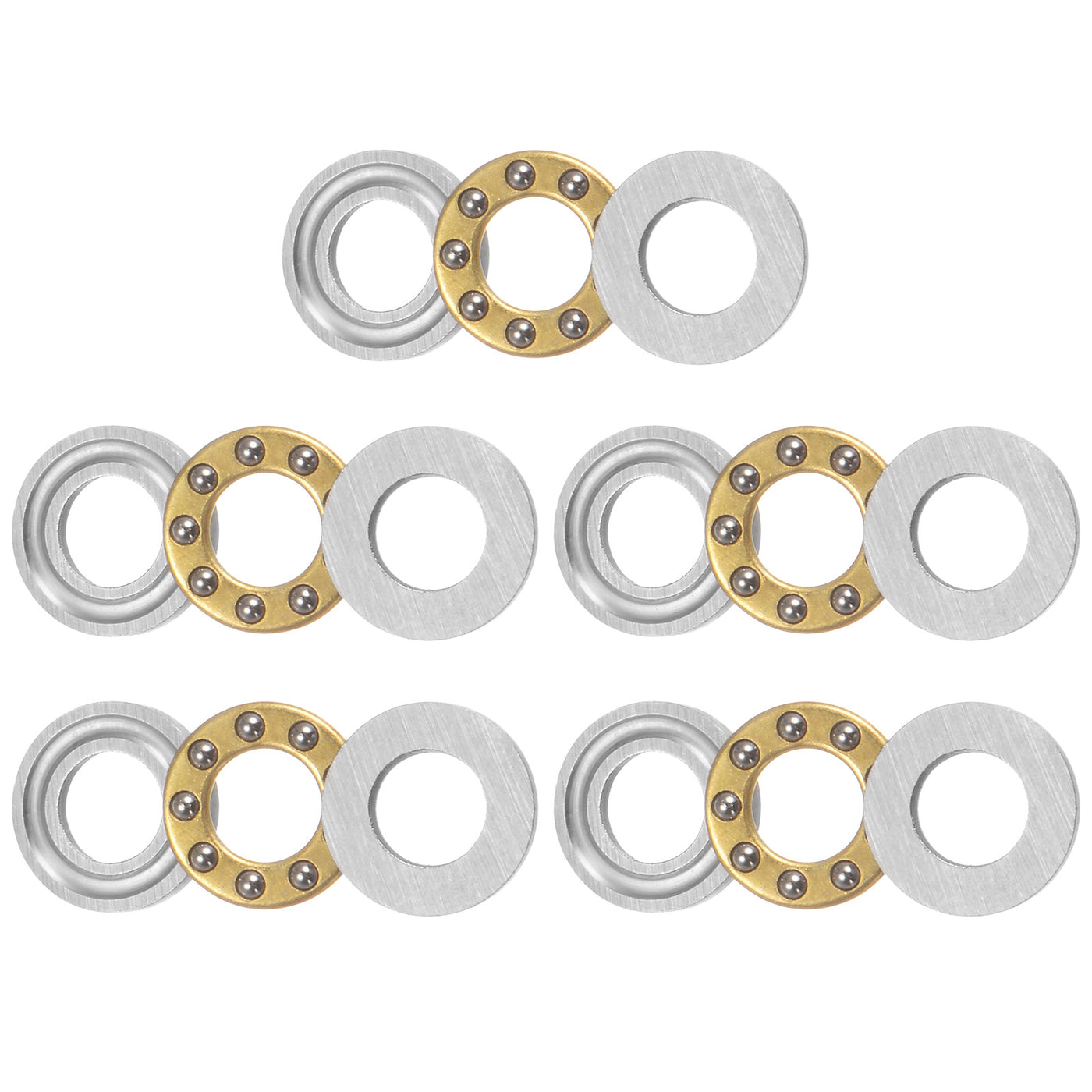 uxcell Uxcell F5-10M Thrust Ball Bearing 5x10x4mm Brass with Washers 5pcs
