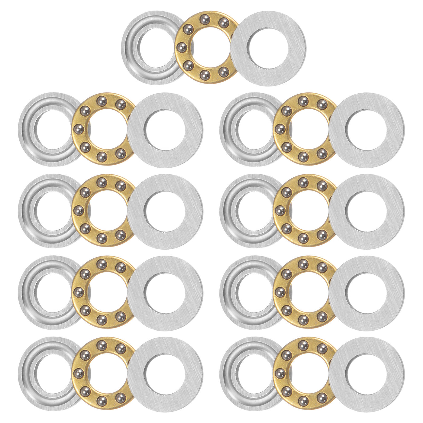 uxcell Uxcell F5-10M Thrust Ball Bearing 5x10x4mm Brass with Washers 9pcs