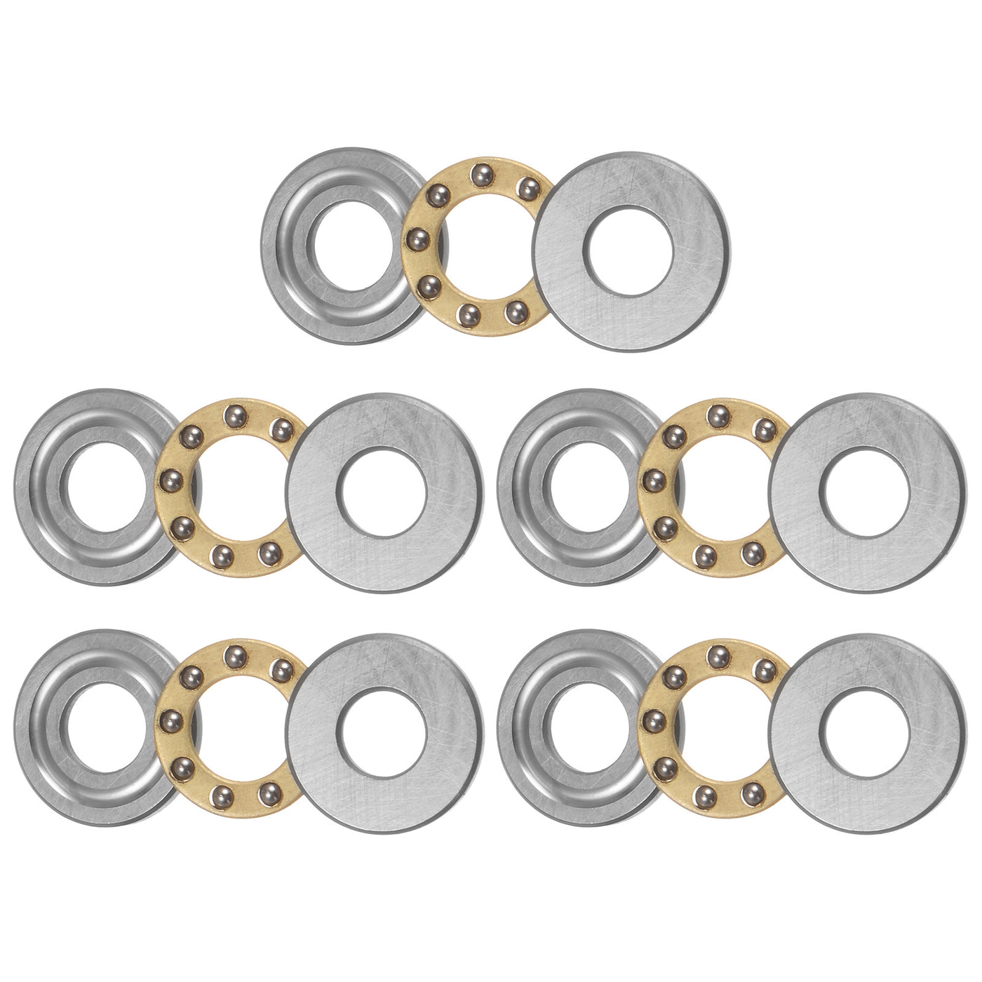uxcell Uxcell F5-12M Thrust Ball Bearing 5x12x4mm Brass with Washers 5pcs