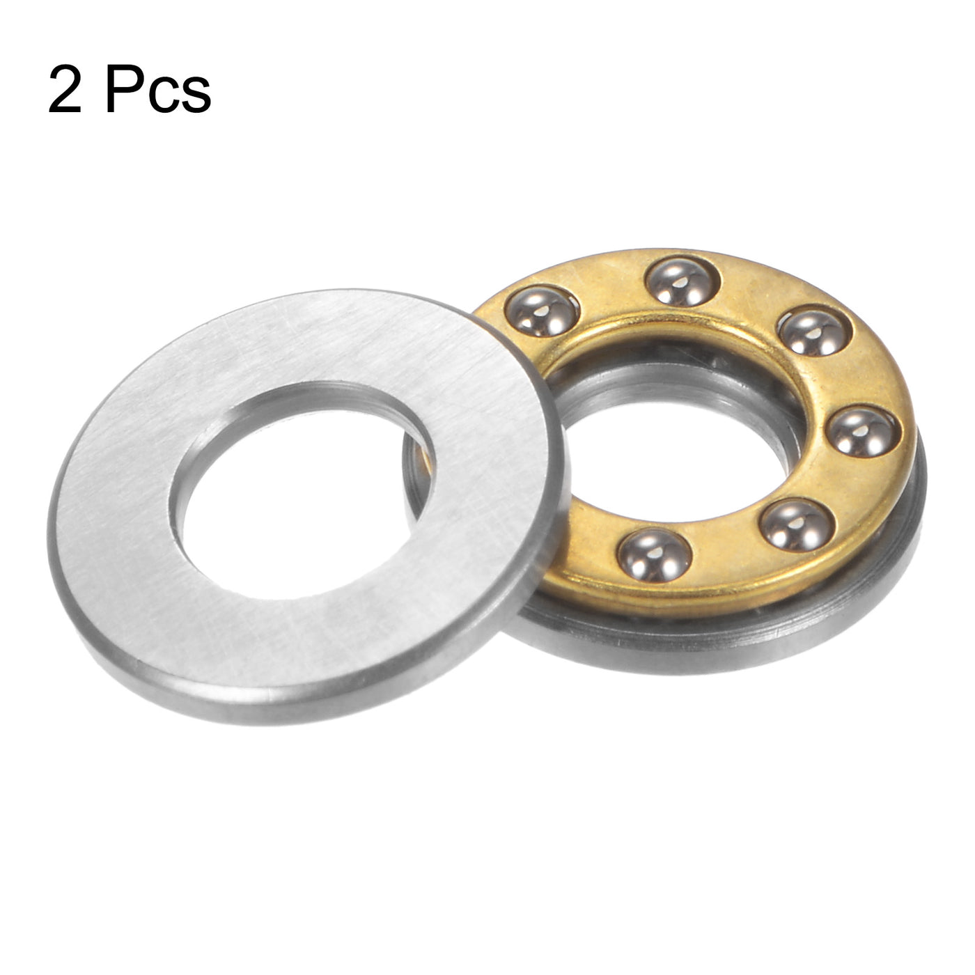 uxcell Uxcell F7-15M Thrust Ball Bearing 7x15x5mm Brass with Washers 2pcs