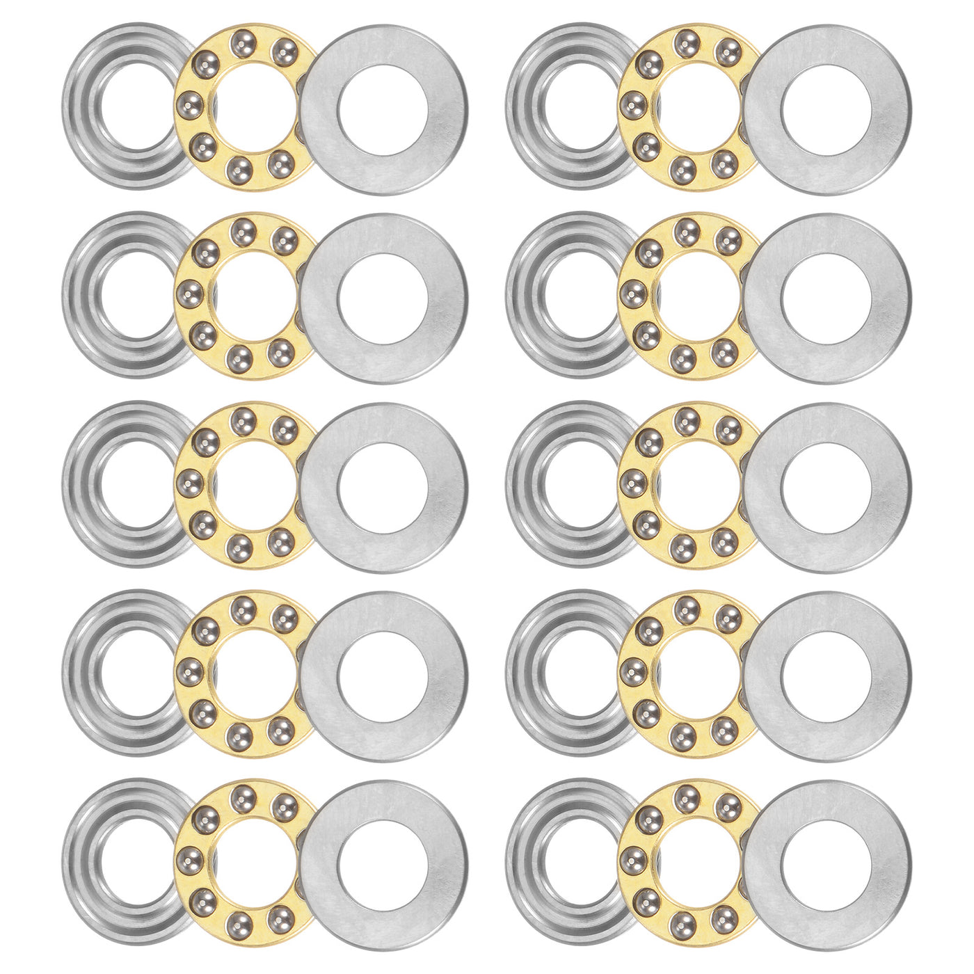 uxcell Uxcell F8-16M Thrust Ball Bearing 8x16x5mm Brass with Washers 10pcs