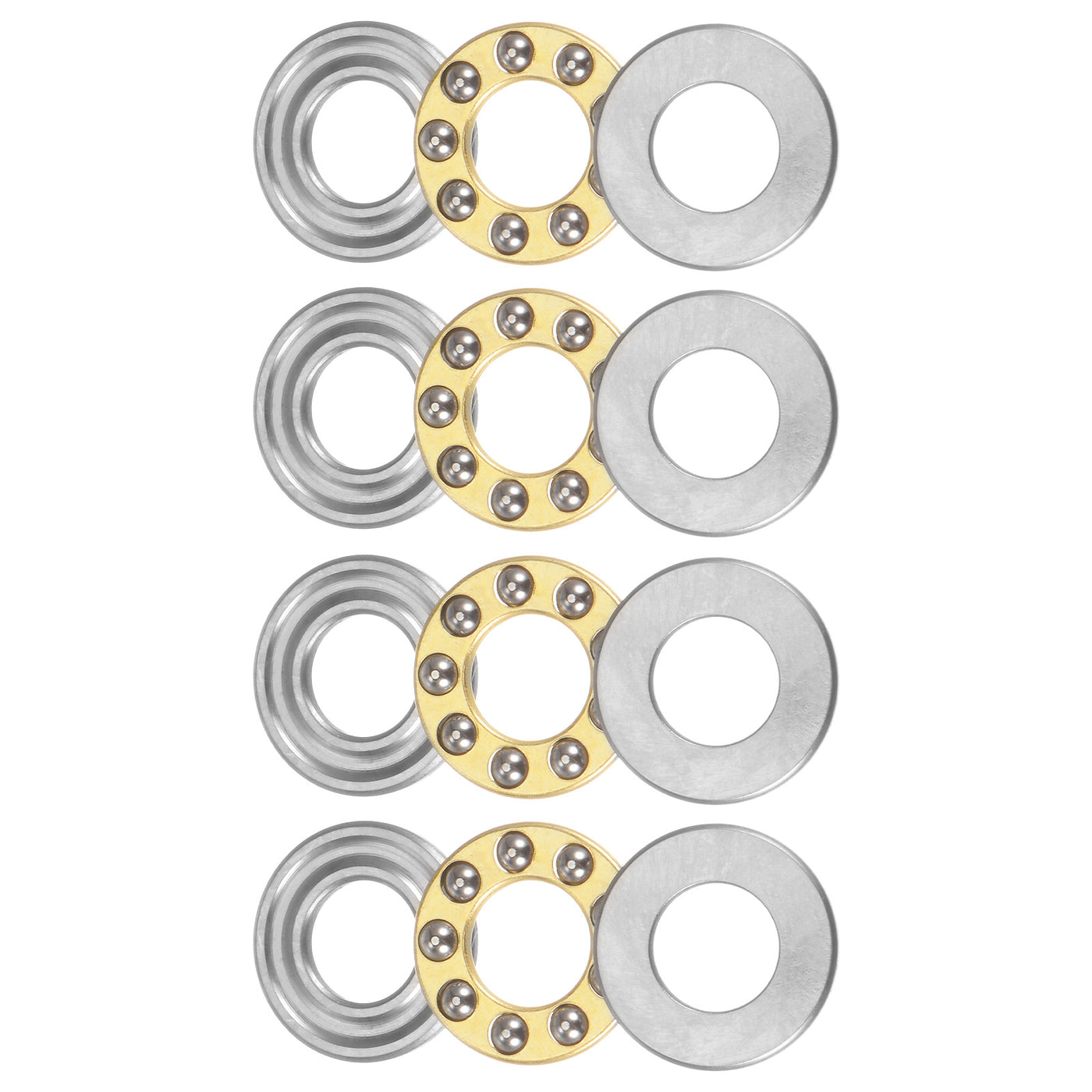 uxcell Uxcell F8-16M Thrust Ball Bearing 8x16x5mm Brass with Washers ABEC3 4pcs