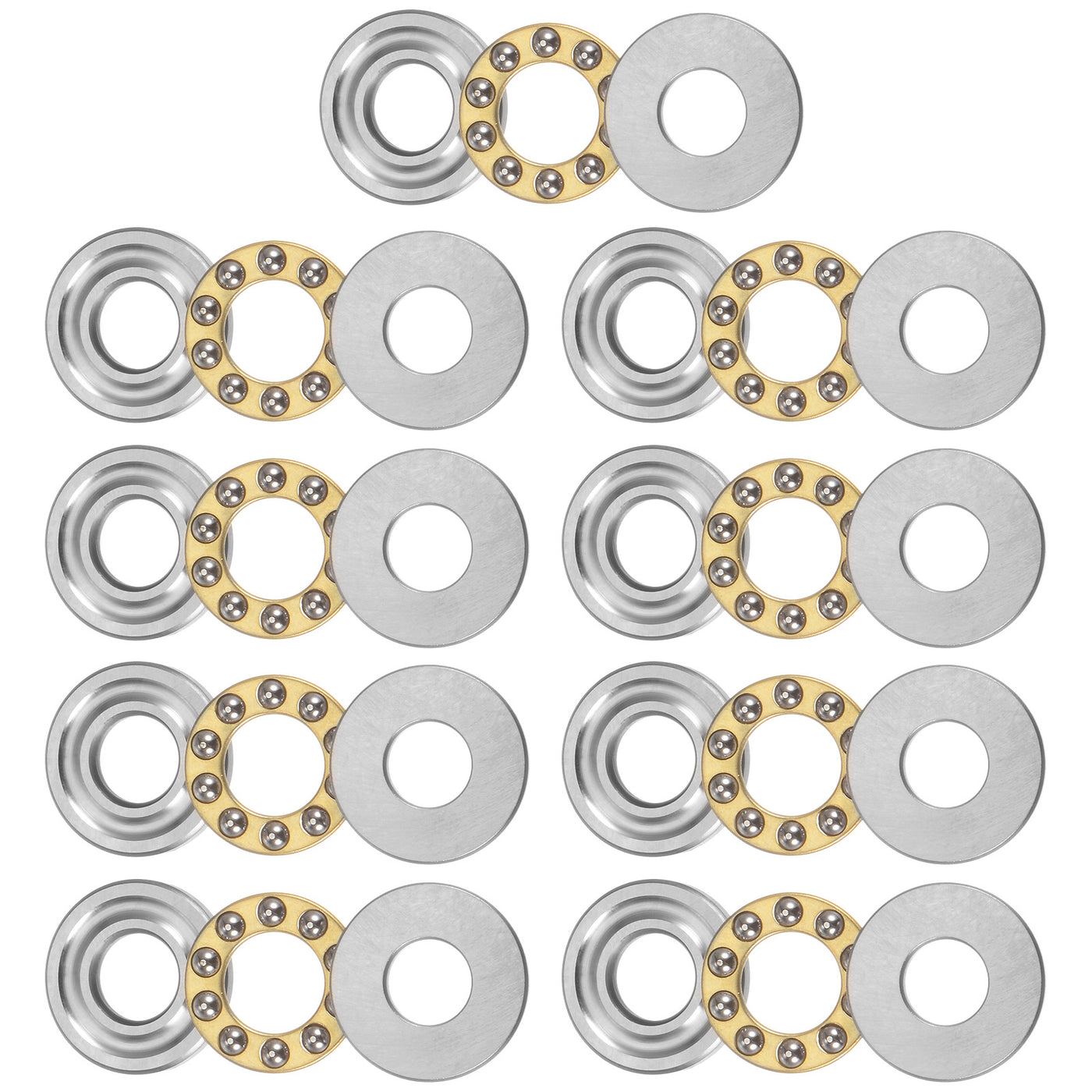uxcell Uxcell F8-19M Thrust Ball Bearing 8x19x7mm Brass with Washers 9pcs
