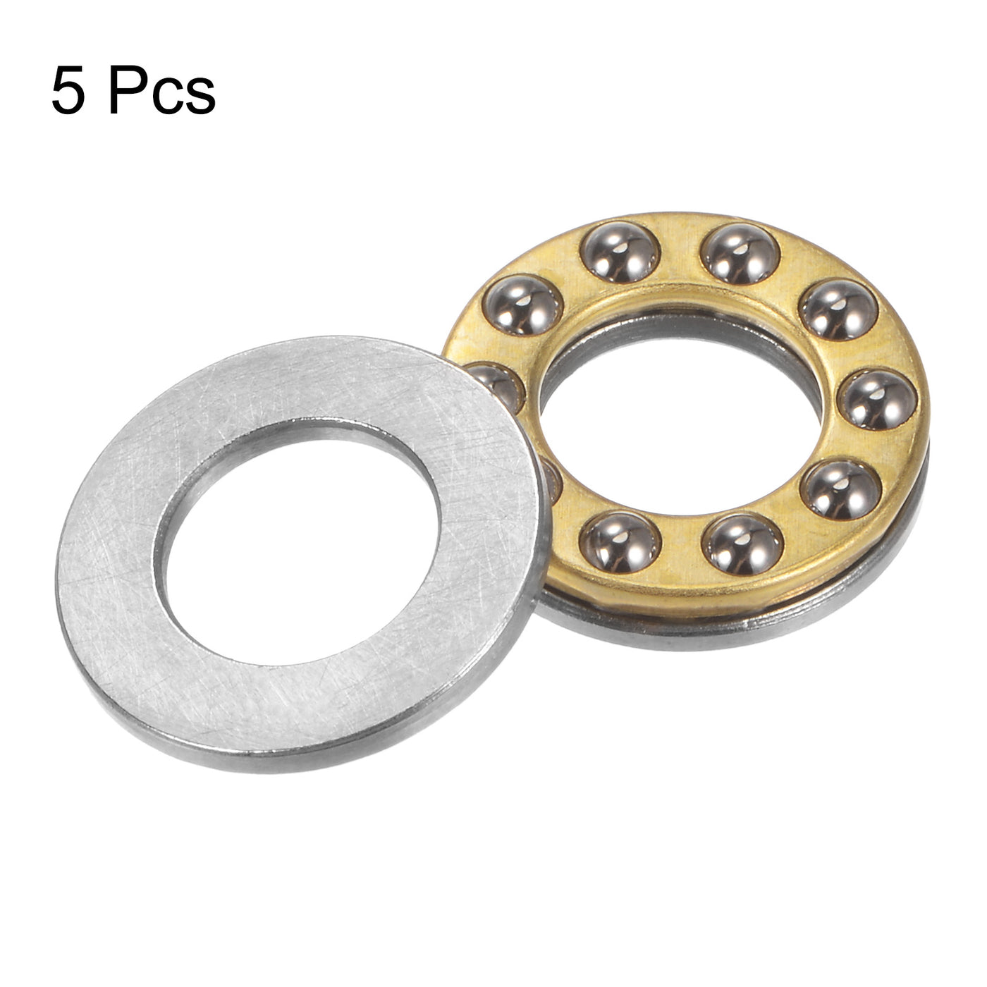 uxcell Uxcell F10-18M Thrust Ball Bearing 10x18x5.5mm Brass with Washers 5pcs