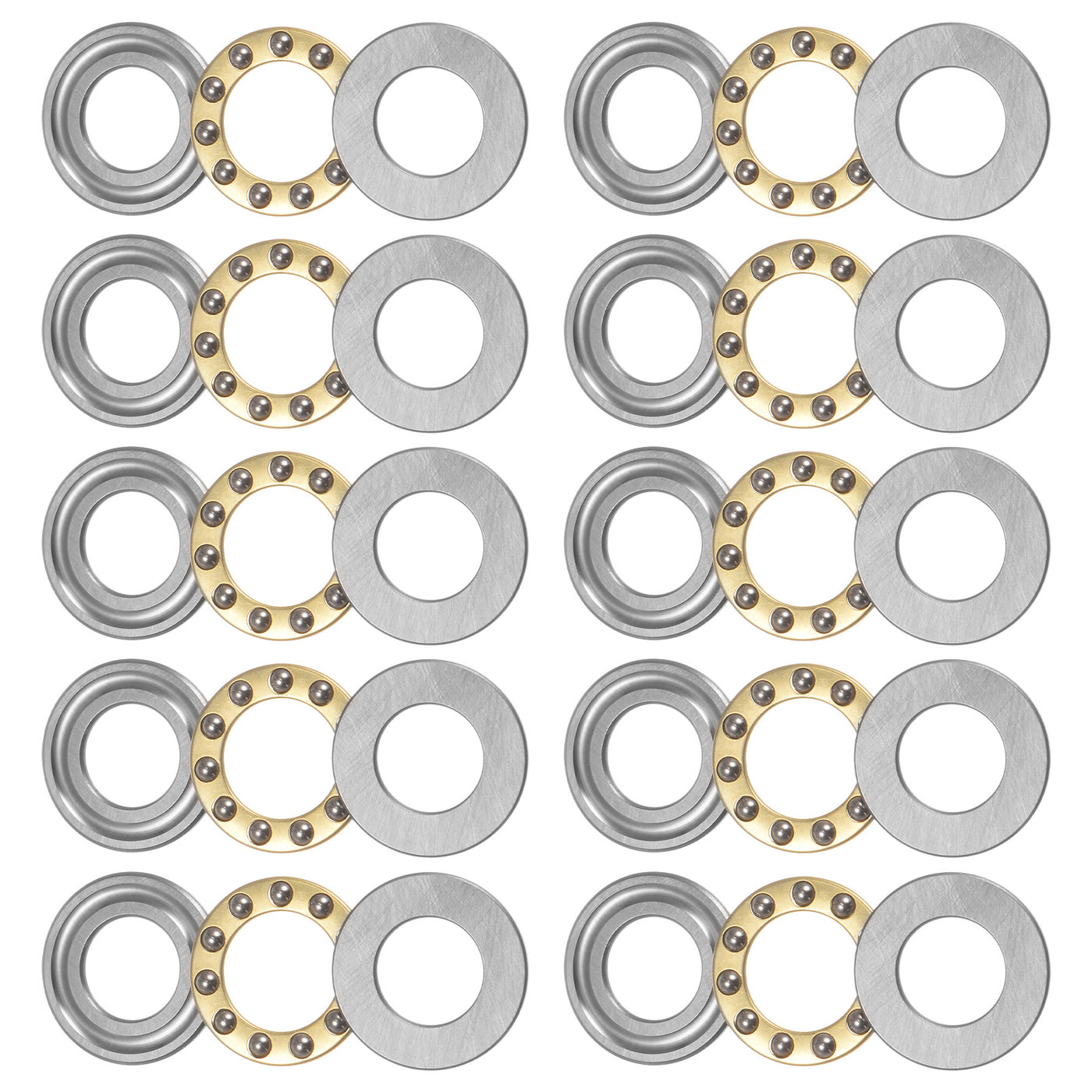 uxcell Uxcell F12-21M Thrust Ball Bearing 11x21x5mm Brass with Washers 10pcs
