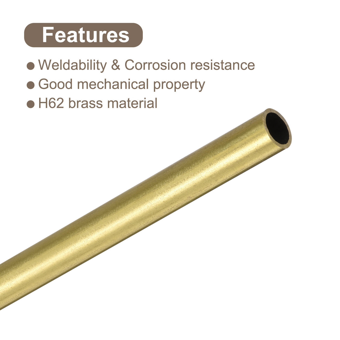 uxcell Uxcell 3Pcs 4mm x 0.5mm x 400mm Seamless Straight Brass Tube for Industry DIY Projects