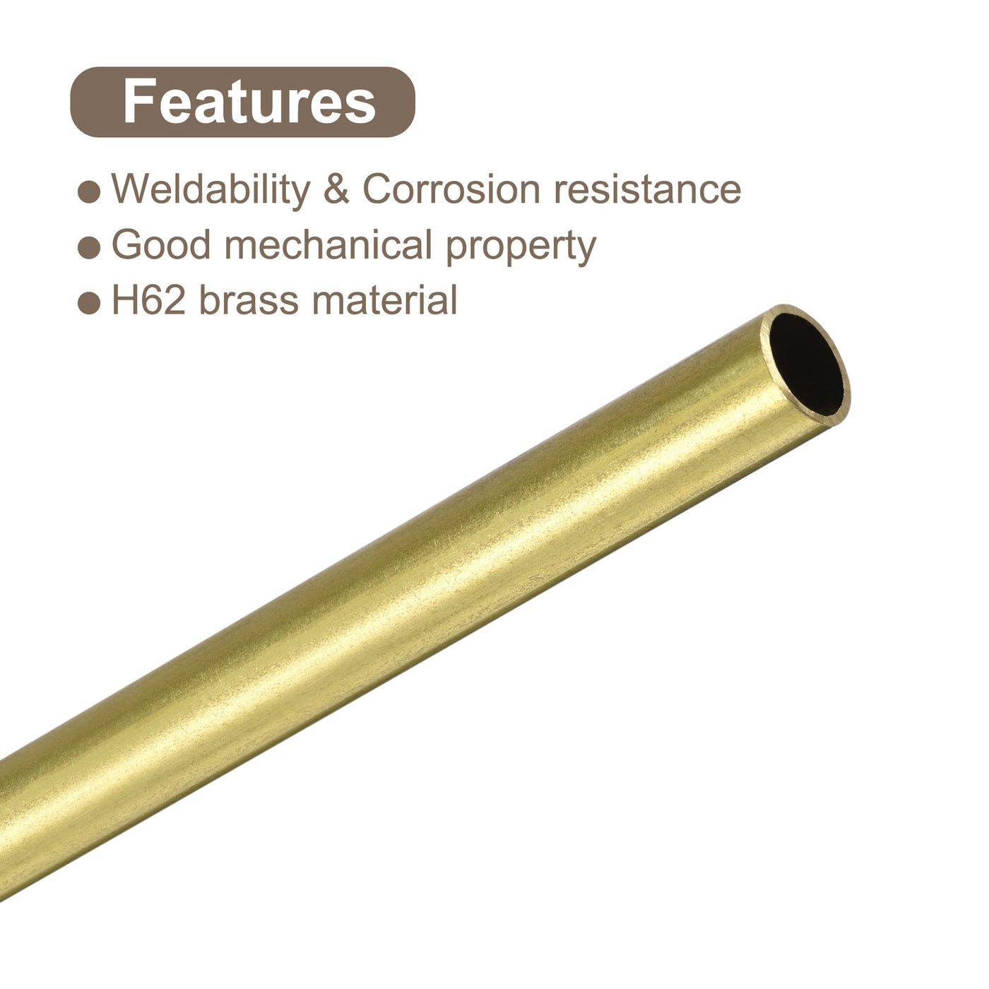 uxcell Uxcell 3Pcs 5mm x 0.5mm x 400mm Seamless Straight Brass Tube for Industry DIY Projects