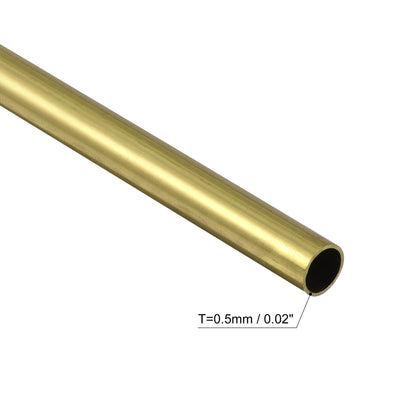 Harfington Uxcell 3Pcs 6mm x 0.5mm x 400mm Seamless Straight Brass Tube for Industry DIY Projects