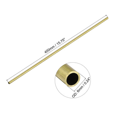 Harfington Uxcell 6mm x 1mm x 400mm Seamless Straight Brass Tube for Industry DIY Projects