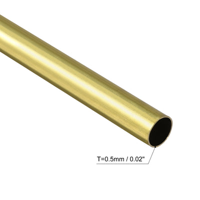 Harfington Uxcell 3Pcs 8mm x 0.5mm x 400mm Seamless Straight Brass Tube for Industry DIY Projects
