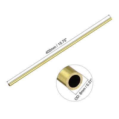 Harfington Uxcell 8mm x 1.5mm x 400mm Seamless Straight Brass Tube for Industry DIY Projects