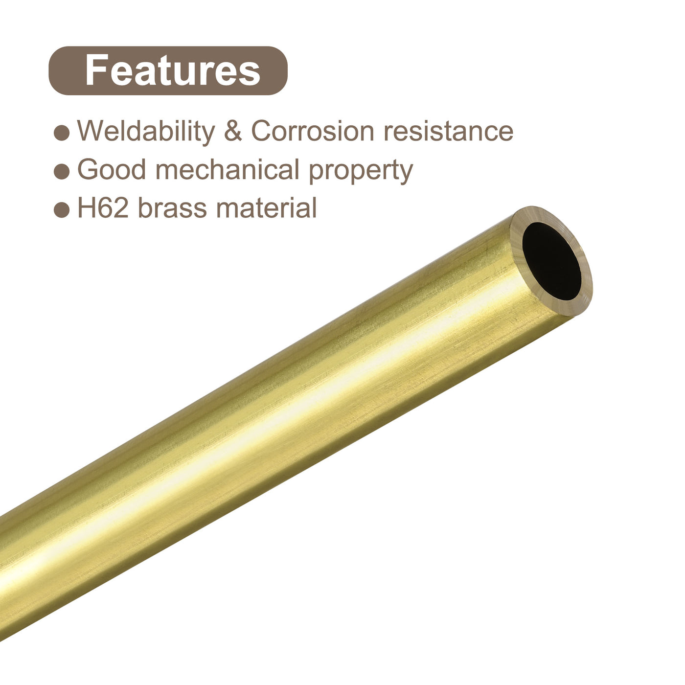 uxcell Uxcell 8mm x 1.5mm x 400mm Seamless Straight Brass Tube for Industry DIY Projects