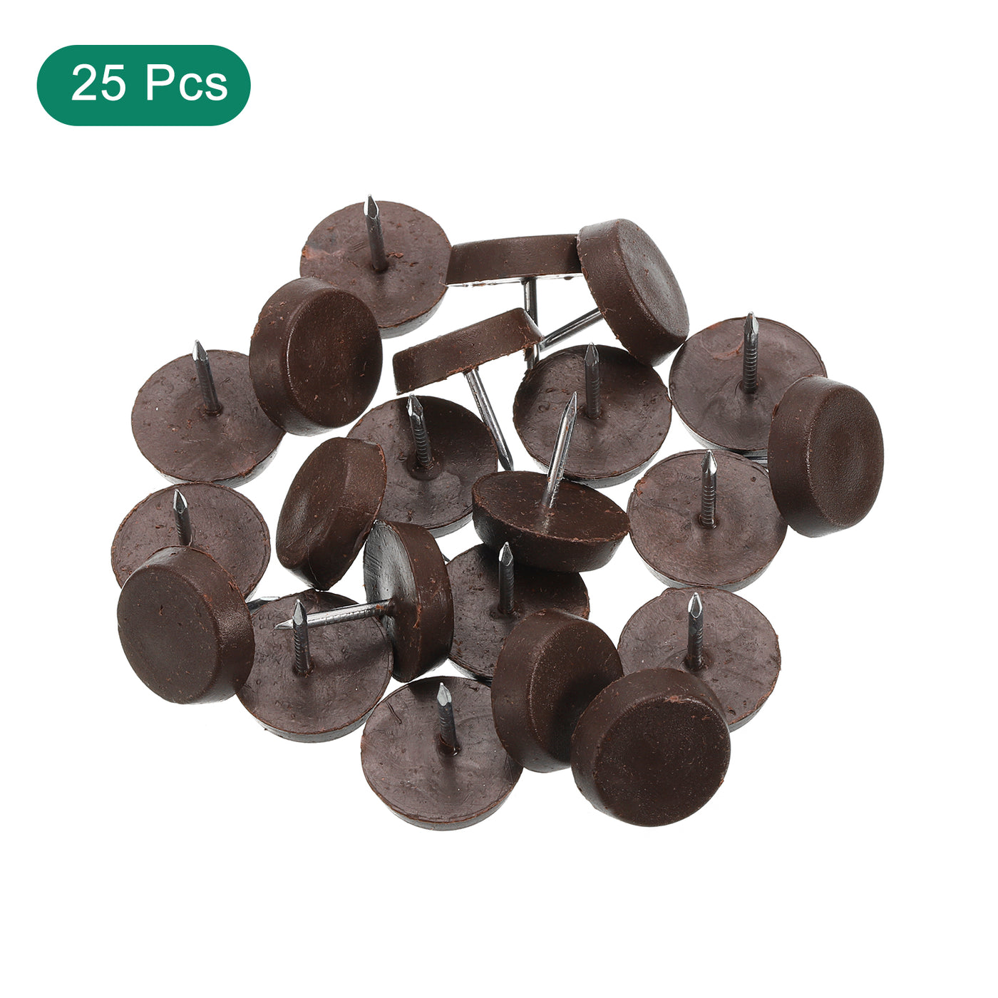 uxcell Uxcell Nail on Furniture Glides, 25pcs 19mm Plastic Furniture Feet Sliders, Brown