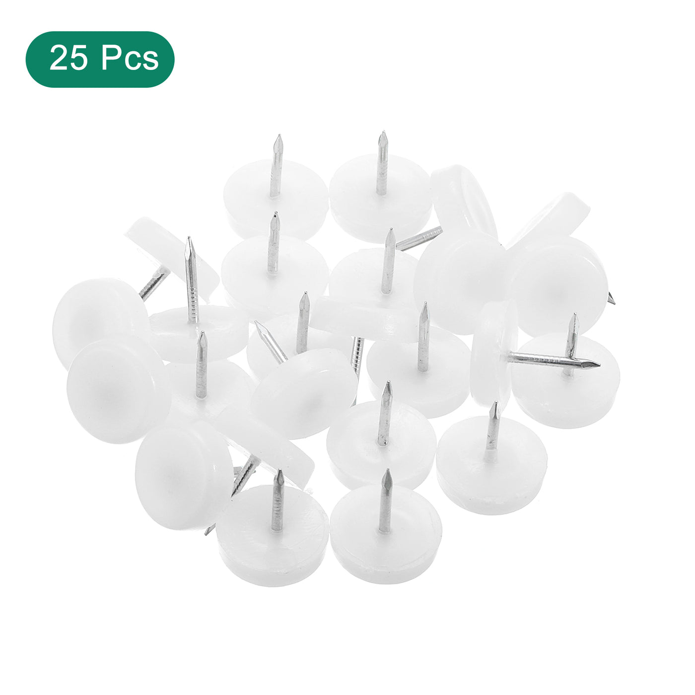uxcell Uxcell Nail on Furniture Glides, 25pcs 19mm Plastic Furniture Feet Sliders, White
