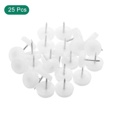 Harfington Uxcell Nail on Furniture Glides, 25pcs 19mm Plastic Furniture Feet Sliders, White