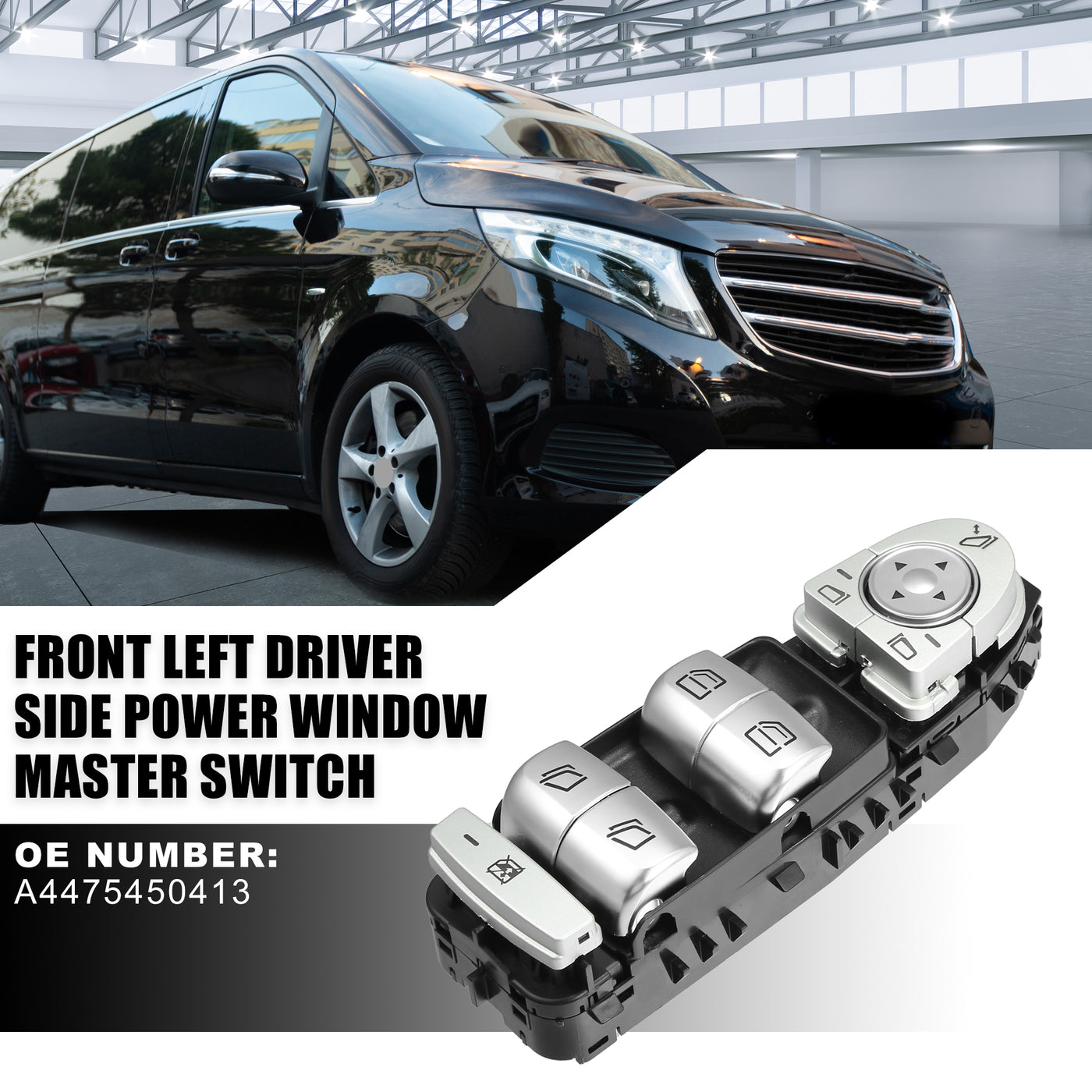 uxcell Uxcell Front Left Driver Side Power Window Master Switch with Folding No.A4475450413 for Mercedes Benz Vito W447 2015 2016 2017 2018 2019